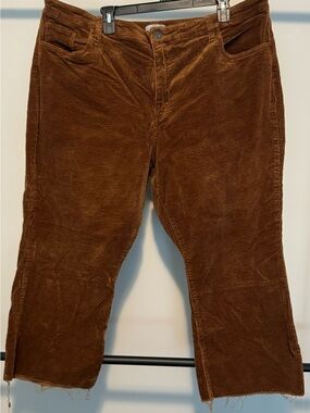 Kut from the Kloth:  Rust Brown Corduroy Cropped Pants w/ Raw Hem